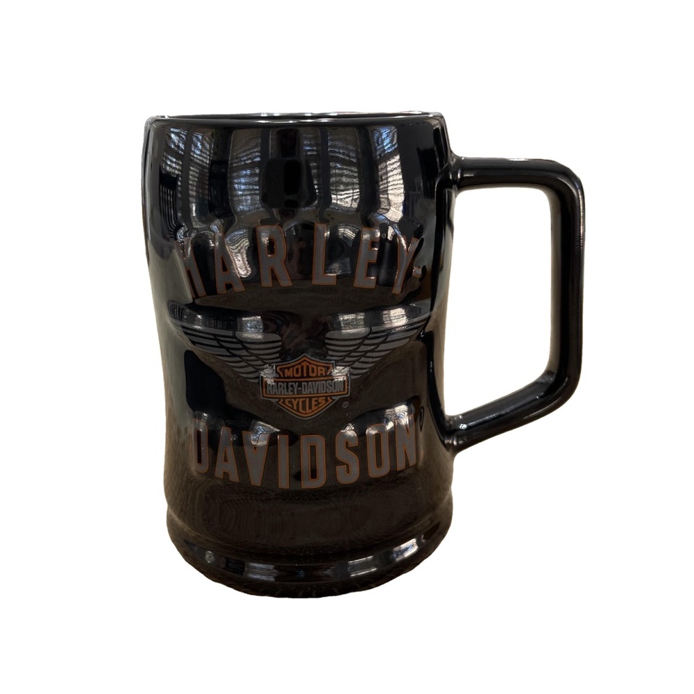 Harley-Davidson 3D Official Raised Logo Black Ceramic Coffee Mug